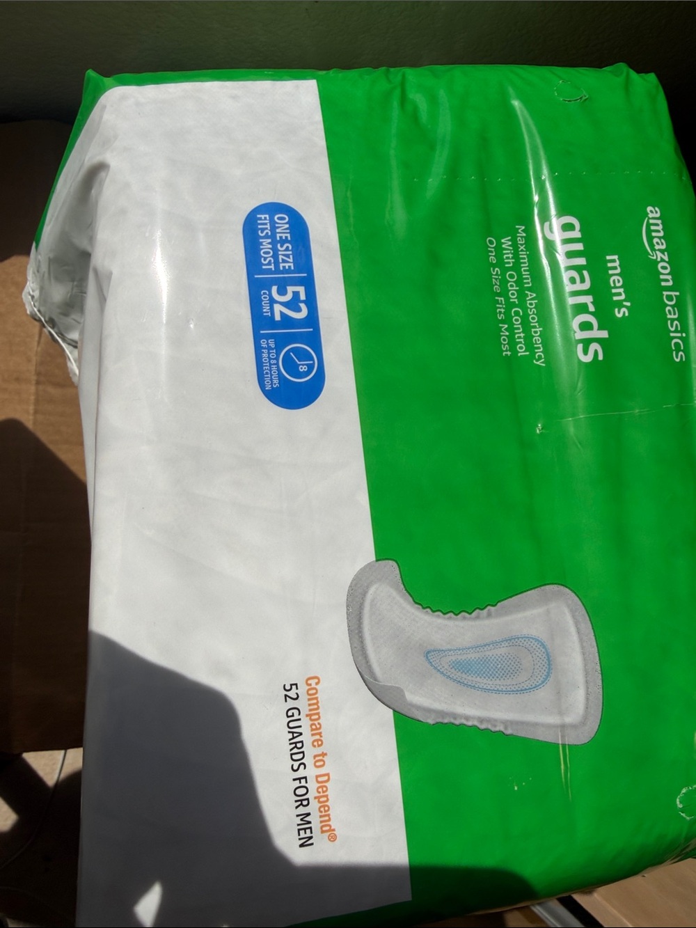 Amazon Basics Men's Incontinence Guards, Maximum Absorbency, 52 Count, White